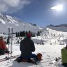 enjoying the sunshine on a backcountry ski tour